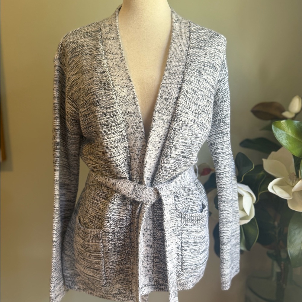 GAP Gray Women's Belted Cardigan Wool Blend Sweater